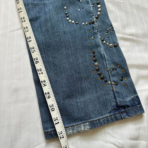 Allen Schwartz Luxury Straight Leg Jeans Distressed Studded Sz 31 - Picture 5 of 6
